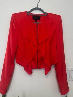 BCBGMAXAZRIA Preston Poppy Red/Orange Zip-Up Blazer Size S NWT!